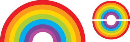 a round button rainbow and normal geometric one on a white background, editable vectorのイラスト素材