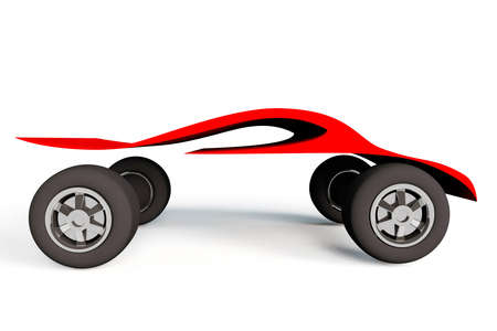 supercar or car symbol in afuturistic stylised idea as a 3d render on a white backgroundの写真素材