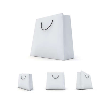3d illustration render concepts paper white bags isolated on a white backgroundの写真素材