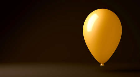 3d render illustration of a gold balloon floating on a black backgroundの写真素材