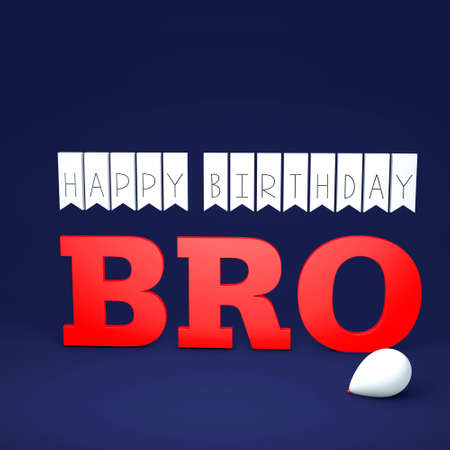 3d illustration render concept of a happy birthday bro  message on a navy blue backgroundの写真素材