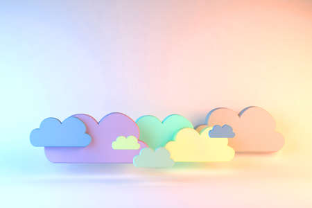 3d illustration render concepts of CLOUDS ON A RAINBOW backgroundの写真素材