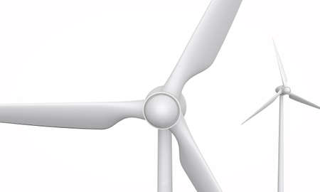 3d render concept of a wind turbine cut out on a white backgroundの写真素材