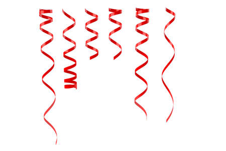 3d illustration render concepts of red streamers isolated on a white backgroundの写真素材