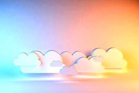 3d illustration render concepts of CLOUDS ON A RAINBOW backgroundの写真素材