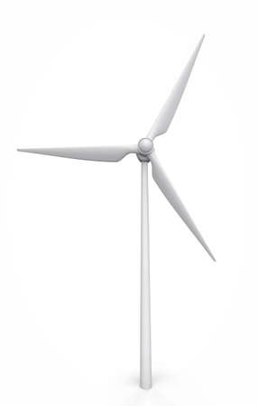 3d render concept of a wind turbine cut out on a white backgroundの写真素材