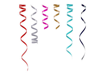 3d illustration render concepts of coloured streamers isolated on a white backgroundの写真素材