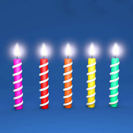 3d illustration render concepts of a happy birthday idea  on blue backgroundの写真素材