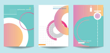 vector illustration of three sets of business or corporate brochure designs in pastel coloursのイラスト素材