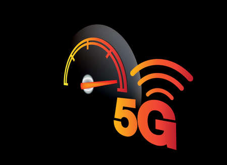 vector illustration of a 5g speed symbol in black isolated on a white background