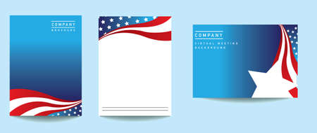 vector ilustration set of the stars and stripes for use in brichure, letterhead, background templatesのイラスト素材