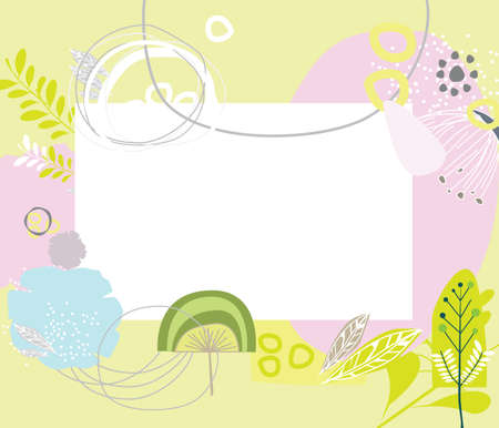 Modern abstract  based scandinavian abstract art collection of abstract elements in a retro vintage fold style reminiscent of the 1970s.のイラスト素材