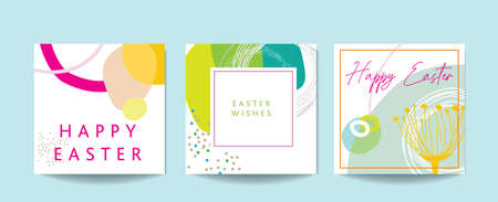 Abstract floral based scandinavian abstract art square  templates with floral and geometric elements. Suitable for social media posts, mobile apps, banners design and web/internet ads as well as cards, invites and posters.のイラスト素材