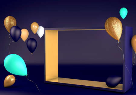 3d render of a party theme with balloons for use online or with printの写真素材