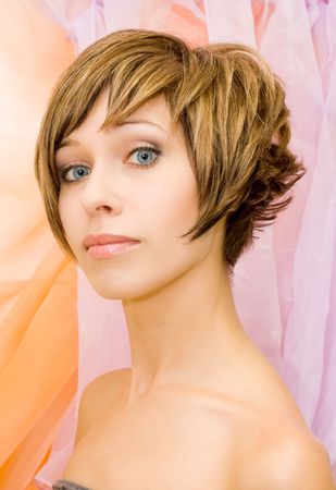 Glamourous model with nice hairstyleの写真素材