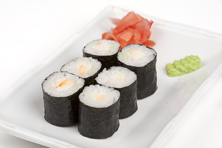 Sushi roll with srimpsの写真素材