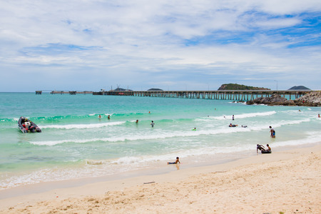 Many People visit at Nang Rum Beach in Thailandのeditorial素材