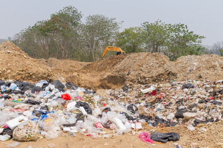 PAI, THAILAND - April 10, 2016 : the garbage disposal pond in Pai,Thailand, It is demonstration of environmental problemsのeditorial素材
