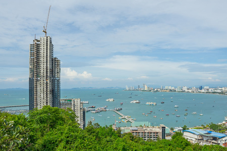PATTAYA, THAILAND - 22 October 2016:View of building and Pattaya beach at viewpoint Pratumnak Hill in Pattaya, Thailand.のeditorial素材