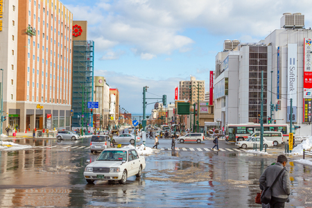 RU, JAPAN - 9 DEC, 2015 : Commercial buildings around Otaru cityのeditorial素材