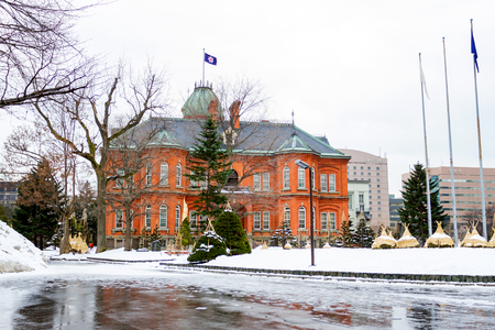 SAPPORO JAPAN DEC 15: The Former Hokkaido Government Office in Sapporo with snow on 11 December 2015のeditorial素材