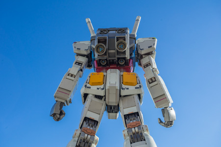 ODAIBA - TOKYO, JAPAN - 17 February 2017: Statue of Gundam at DivercCity Tokyo Plaza in Tokyo. It is ratio 1:1 of Gundam Statue Performances a the biggest Gundam in the world.のeditorial素材