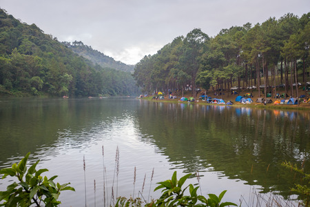 Riverside view at Pang Oung in Mae hong son province  Thailandの写真素材