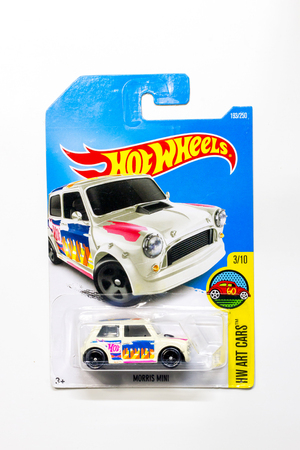 BANGKOK THAILAND - 17 SEP 2017: Pack of Hot Wheels die cast carded car model for Hot Wheels series. Hot Wheels is a scale die-cast toy cars by American toy maker Mattel in 1968.のeditorial素材
