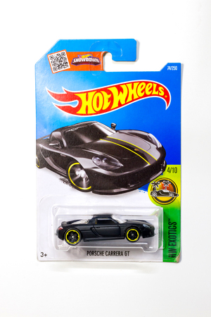 BANGKOK THAILAND - 17 SEP 2017: Pack of Hot Wheels die cast carded car model for Hot Wheels series. Hot Wheels is a scale die-cast toy cars by American toy maker Mattel in 1968.のeditorial素材