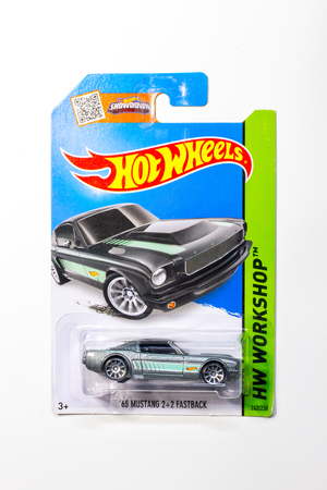 BANGKOK THAILAND - 17 SEP 2017: Pack of Hot Wheels die cast carded car model for Hot Wheels series. Hot Wheels is a scale die-cast toy cars by American toy maker Mattel in 1968.のeditorial素材
