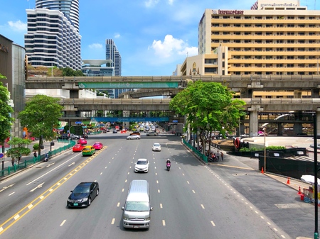 BANGKOK THAILAND 27 MAY 2018: View of Ratchaprasong Intersection, This is the name of an intersection and a lot of hotel and shopping center in Pathum Wan District, Bangkokのeditorial素材