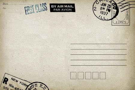 Backside of blank postcard with dirty stainの写真素材