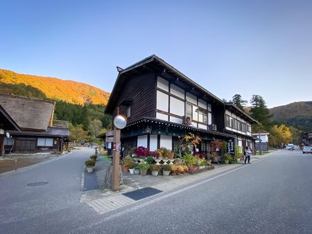 Shirakawa Japan - 12 Nov 2019: Traditional Gusso farmhouse at Shirakawa go village in autumn, Japan. のeditorial素材