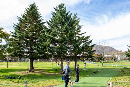 Karuizawa,Japan - 7 November 2019 : View of outdoor park in the Karuizawa prince shopping plazaのeditorial素材
