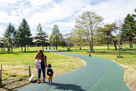 Karuizawa,Japan - 7 November 2019 : View of outdoor park in the Karuizawa prince shopping plazaのeditorial素材