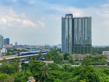 Bangkok Thailand - 26 April 2020: Aspire Sathorn- Ratchaphruek condominiums on the near the Bang Wa...