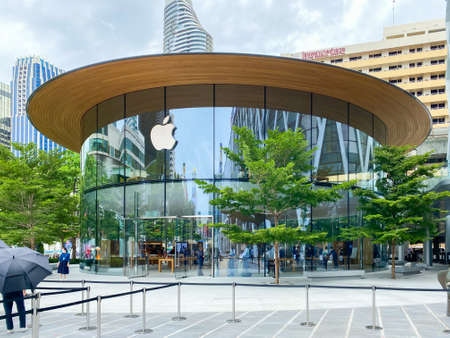 Bangkok Thailand - 3 August 2020: Apple Store at Central World in Bangkok. This Apple store is the 2nd Apple Flagship store in Thailandのeditorial素材