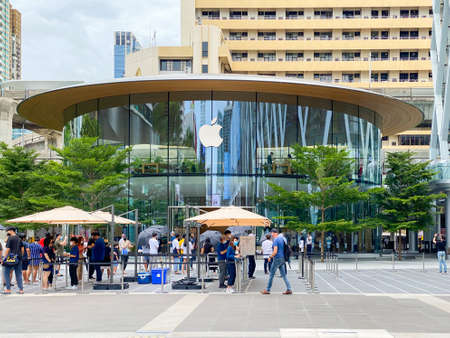 Bangkok Thailand - 3 August 2020: Apple Store at Central World in Bangkok. This Apple store is the 2nd Apple Flagship store in Thailandのeditorial素材