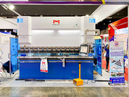 Bangkok Thailand - 18 Nov 2020: Cutter machine for scan part working show it to customers in Metalex 2020 exhibition at Bitec Bangna exhibition hallのeditorial素材