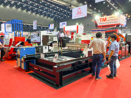 Bangkok Thailand - 20 Nov 2020: Unidentified people walking in the Metalex 2020 exhibition in BITEC Bangna, Bangkok Thailand.のeditorial素材