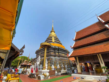 Phrae Thailand - 11 April 2021; Wat Prathat Lampang Luang, The temple of the Holy Relic of Lampang...