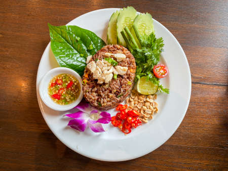 Thai food fried rice on the tableの写真素材