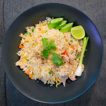 Thai food fried rice in plate ready to eatの写真素材
