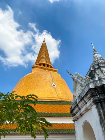 Phra Pathom Chedi temple in Nakorn pathom province Thailandの写真素材