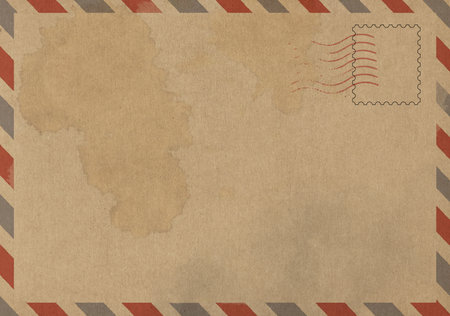 Backside of old postcard with dirty stainの写真素材