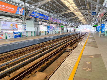 Bangkok Thailand - 26 Nov 2022: A Station of BTS Skytrain Bangna station in Bangkok, Thailand. Each...