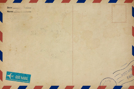 Backside of old postcard with dirty stainの写真素材