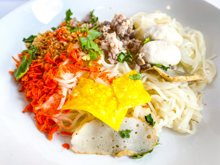 Dried noodles Thai food style on white background