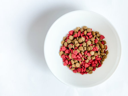 Dog food ready to eat on the white  backgroundの写真素材