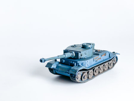 World war 2 tank model toy isolated on white backgroundの写真素材